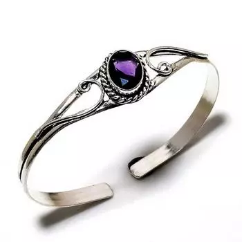 Аметист Драгоценный камень 925 Посеребренный ювелирный браслет ручной работы