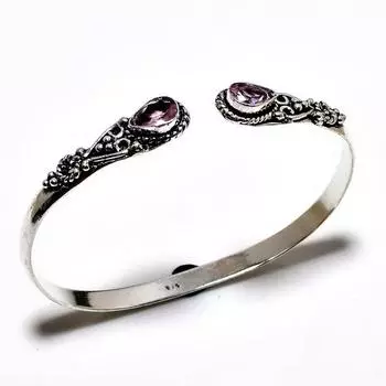 Аметист Драгоценный камень 925 Посеребренный ювелирный браслет ручной работы