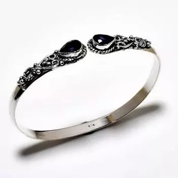 Аметист Драгоценный камень 925 Посеребренный ювелирный браслет ручной работы