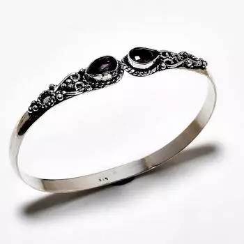 Аметист Драгоценный камень 925 Посеребренный ювелирный браслет ручной работы