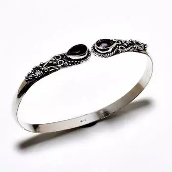 Аметист Драгоценный камень 925 Посеребренный ювелирный браслет ручной работы