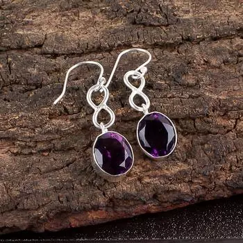 Аметист Драгоценный камень Ювелирные изделия Подвески/ Серьги-подвески 1,60 Серебро 925 пробы Подарок EE-12-8