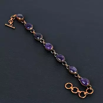 Аметист драгоценный камень медь ручной работы гальванопластикой дизайнер ювелирных изделий браслет для женщин 8 Inches With Adjustable фиолетовый