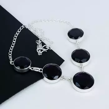 Аметист драгоценный камень ручная работа 925 стерлингового серебра ожерелье аметист серебряное ожерелье для жены, унисекс ожерелье подарок на день рождения 20 фиолетовый