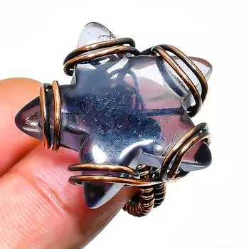 Аметист драгоценный камень ручная работа медная проволока обертка ювелирное кольцо размер 6