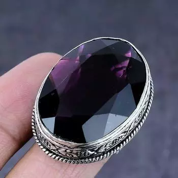 Аметист драгоценный камень ручной работы из серебра 925 пробы подарок ювелирное изделие кольцо размер 8 z9w69
