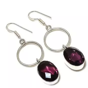 Аметист драгоценный камень ручной работы из стерлингового серебра 925 пробы подарочные ювелирные серьги 2.25 S0w49