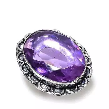 Аметист драгоценный камень ручной работы из стерлингового серебра 925 пробы подарочное ювелирное кольцо размер 7.5 E3N37