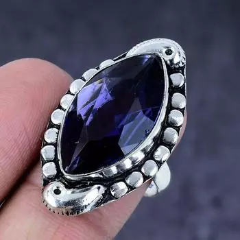 Аметист драгоценный камень ручной работы из стерлингового серебра 925 пробы подарочное ювелирное кольцо размер 9 j2O33