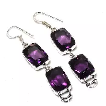Аметист драгоценный камень ручной работы из стерлингового серебра 925 пробы подарочные ювелирные серьги 2.52 Z3Q02
