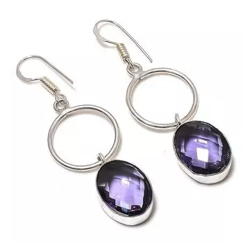 Аметист драгоценный камень ручной работы из стерлингового серебра 925 пробы подарочные ювелирные серьги 2.25 S6w39
