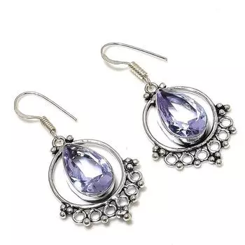 Аметист драгоценный камень ручной работы из стерлингового серебра 925 пробы подарочные ювелирные серьги 1,81 дюйма D3g90