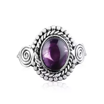Аметист Драгоценный Камень Твердый Серебро 925 Пробы Бохо Дизайнерское Кольцо Подарок Для Нее Заявление Ювелирные Изделия 6