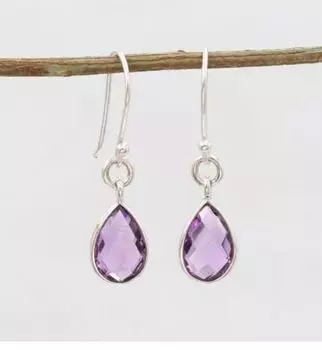 Аметист Драгоценный камень Женские Висячие Серьги Цельное Серебро 925 пробы Серьги-Заявление Подарок Для нее