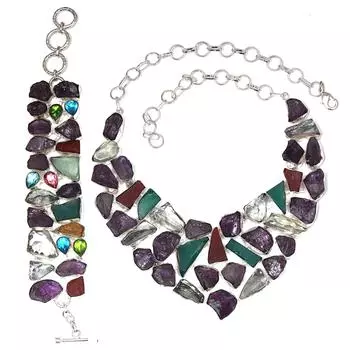 Аметист Друзы, Белый Кристалл Друзы Ювелирные Изделия Ожерелье Браслеты 18-20