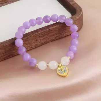 Аметист Халцедон Личи Желе Цветок Браслет - Дружба Ювелирные Изделия в Китайском Стиле