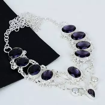 Аметист, Ювелирное ожерелье из перламутра, Ожерелье из стерлингового серебра 925 пробы, Ювелирное ожерелье ручной работы, Аметистовое ожерелье для мамы, Свадебные украшения 20