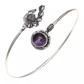 Аметист Кабошон Драгоценный Камень Ювелирные Изделия Ручной Работы Браслеты-Манжеты 7 Регулируемые