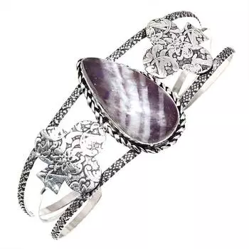 Аметист кружевной агат драгоценный камень серебряные ювелирные изделия манжеты браслеты 7 регулируемые