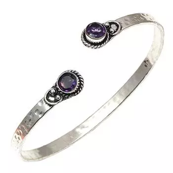 Аметист кварц драгоценный камень ручная работа серебряные ювелирные изделия браслеты манжеты 7 регулируемые