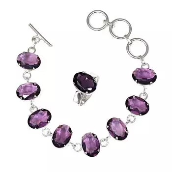 Аметист кварц драгоценный камень женские унисекс ювелирные изделия браслеты и кольца 7-8