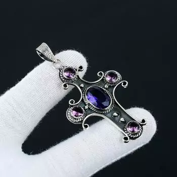 Аметист, розовый аметист, драгоценный камень, серебро 925 пробы ручной работы, ожерелье из настоящего аметиста, ювелирные изделия из аметиста, подарок для мамы 2.55 розовый