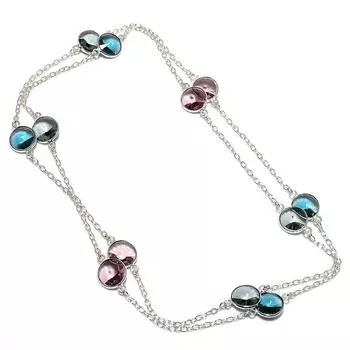 Аметист ручной работы из стерлингового серебра 925 пробы Подарочное ювелирное ожерелье 36 дюймов L6O49