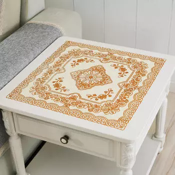 Аметистовая утолщенная скатерть круглая квадратная не стирающаяся маслостойкая скатерть противоскользящая крышка обеденного стола Round золотой