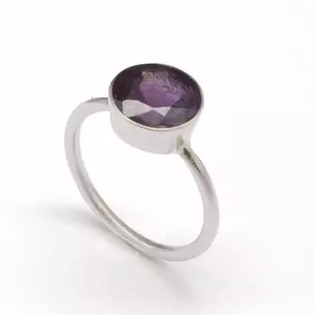 Аметистовое минималистское кольцо ручной работы, граненый аметистовый драгоценный камень и кольцо из стерлингового серебра 925 пробы для женщин, 4 серебряный