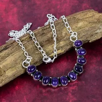 Аметистовое ожерелье, ожерелье из серебра 925 пробы с драгоценными камнями, украшения ручной работы, подарок на годовщину
