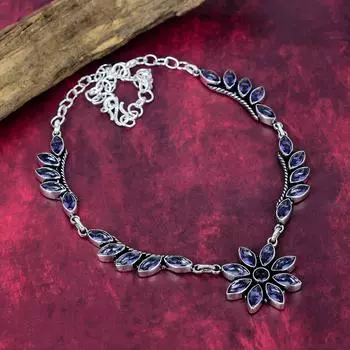 Аметистовое ожерелье, ожерелье из серебра 925 пробы с драгоценными камнями, украшения ручной работы, подарок на годовщину