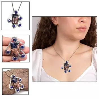 Аметистовое ожерелье Подарочное ювелирное изделие с драгоценным камнем 18 дюймов подвеска ручной работы