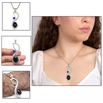 Аметистовое ожерелье Подарочное ювелирное изделие с драгоценным камнем 18 дюймов подвеска ручной работы