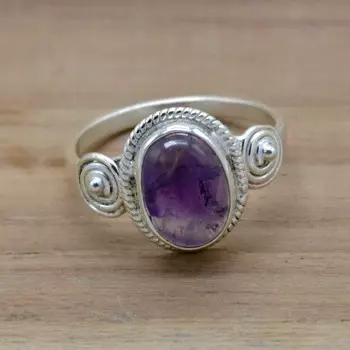 Аметистовое серебряное женское кольцо, натуральный драгоценный камень и стерлинговое серебро 925 пробы, антикварные украшения ручной работы, подарок на День святого Валентина для нее 4 фиолетовый