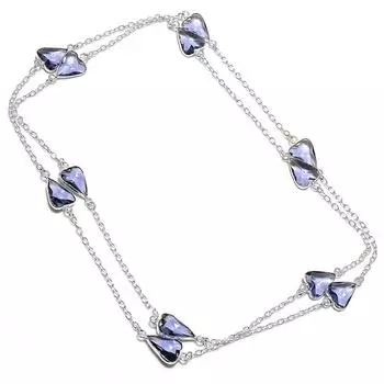 Аметистовое ювелирное ожерелье ручной работы из стерлингового серебра 925 пробы 36 дюймов h6E14