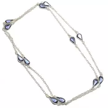 Аметистовое ювелирное ожерелье ручной работы из стерлингового серебра 925 пробы 36 дюймов n2R96