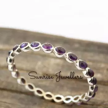 Аметистовый браслет, браслет из стерлингового серебра 925 пробы, браслет с драгоценными камнями, подарки для подружек невесты, персонализированные подарки для мамы, подарки ручной работы, фиолетовый браслет Free Size фиолетовый