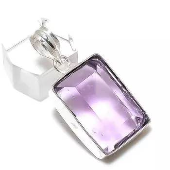 Аметистовый драгоценный камень, кулон ручной работы из стерлингового серебра 925 пробы, 1,62 дюйма, w6P46