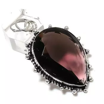 Аметистовый драгоценный камень ручной работы из стерлингового серебра 925 пробы подарочный ювелирный кулон 2,29 дюйма C9C51