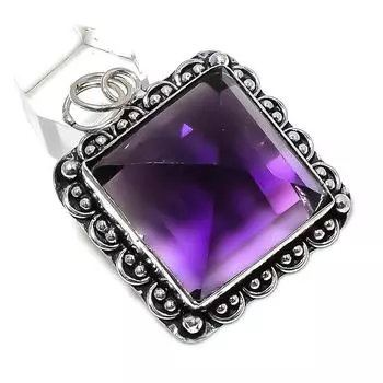 Аметистовый драгоценный камень ручной работы из стерлингового серебра 925 пробы подарочный ювелирный кулон 2,17 дюйма z3b55
