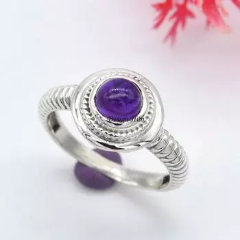 Аметистовый драгоценный камень ручной работы кольцо стерлингового серебра 925 женщин ювелирные изделия на Рождество 6 серебряный