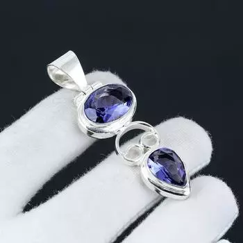 Аметистовый кулон, аметистовый драгоценный камень, кулон из стерлингового серебра 925 пробы, аметистовый серебряный ювелирный кулон ручной работы, подарок для друга 2.36 фиолетовый