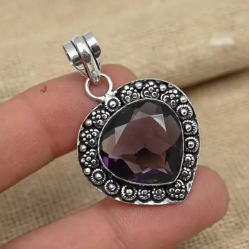Аметистовый кулон ювелирных изделий из стерлингового серебра 925 пробы ручной работы для рождественского подарка 1.77 Inches фиолетовый