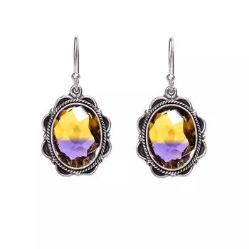 Ametrine 925 Sterling Silver Earring V330, Yellow & Purple Earring, Oval Earring, Valentin s Day Gift, Gift For Her, Birthday Gift, Handmade Jewelry,