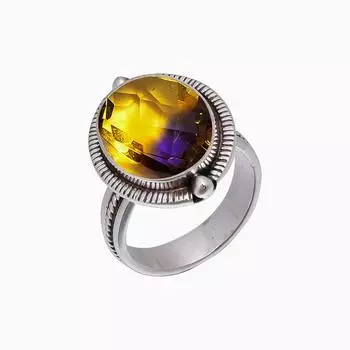 Ametrine 925 Sterling Silver Ring V5115, Yellow & Purple Ring, Oval Ring, Valentin s Day Gift, Gift For Her, Birthday Gift, Handmade Jewelry, Silver J
