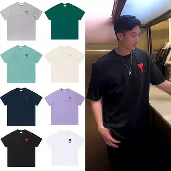 AMI CLAMS модная хлопковая футболка унисекс с вышивкой Love XL