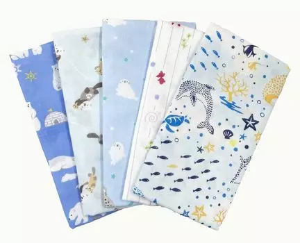 amife petit 2 Марля Сделано в Аквариуме Tenugui, С подкладкой, Стильная, 100% Хлопок, Япония, Обработка против осыпания, (Аквариумный узор)