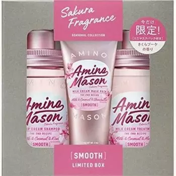 Amino Mason Sakura Limited Kit 2021 Deep Moist Shampoo с мини-маской для волос Amino Acid Amino Mason Botanical Treatment Conditioner 450 мл бутылки Mini