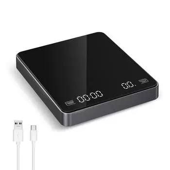 AMIR Digital Coffee Scale with Timer Drip Espresso Scale 3kg/0.1g High Precision Kitchen Scale Rechargeable Coffee Scales чёрный
