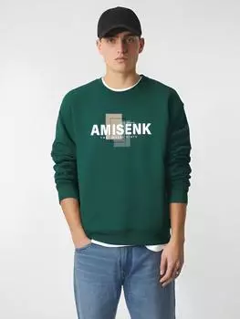 Amisenk Мужская толстовка с круглым вырезом, модная повседневная толстовка с длинным рукавом, большой размер M